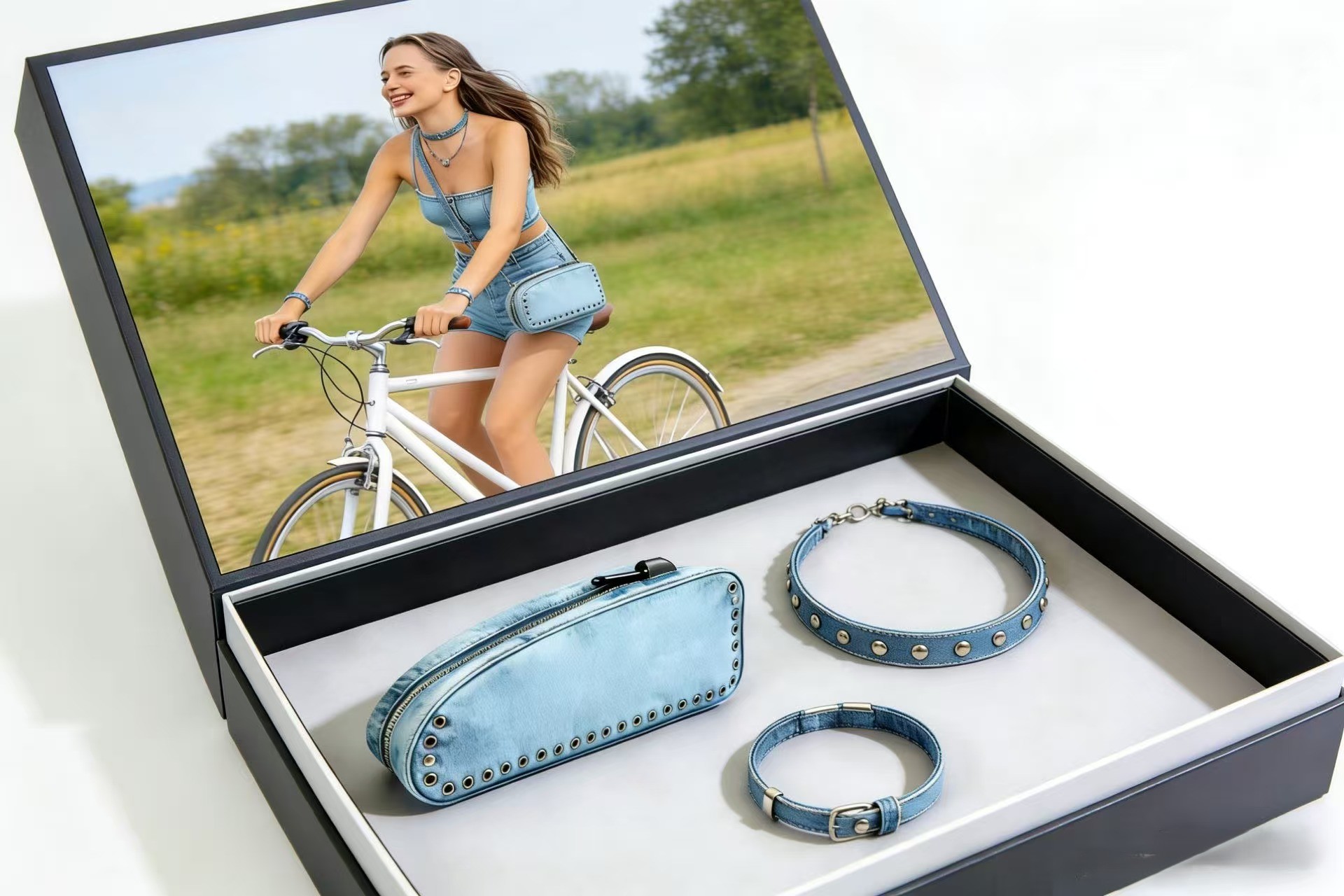 Denim Cycling Accessories Gift Set